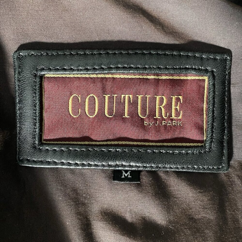 Vintage Black Lamb Leather Car Coat Mens M Couture by J Park Full Zip Button Up - Picture 14 of 16